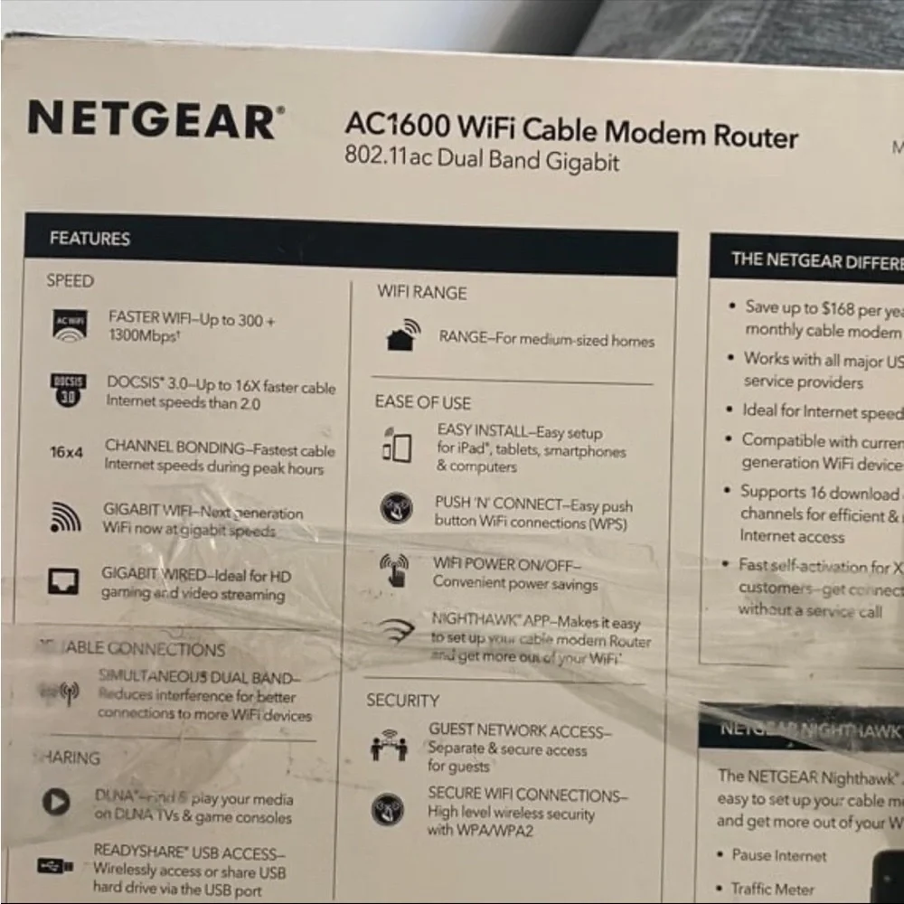 NETGEAR AC1600 R6250 WiFi Cable Modem Router AC Dual Band - Picture 4 of 4